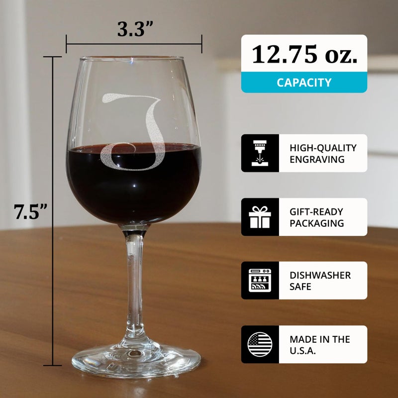 On The Rox Monogrammed A-Z Wine Gifts for Women - 12.75 oz Engraved Personalized Wine Glass- Funny Wine Lover Monogram Gifts for Women - Unique Wine Glasses Gift Set (J) - Image 3